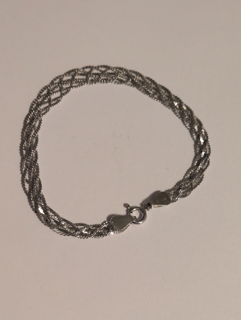 Vior‎ Italy 925 Braided Silver-Tone Women's Bracelet with Lobster Clasp 7"